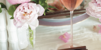 A rice bowl with chopsticks.