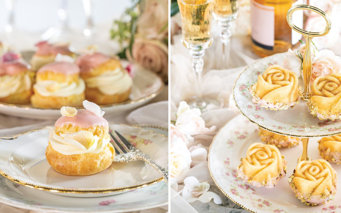 Rose Choux Puffs and Persian Love Mini Cakes