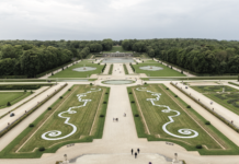 The elaborate gardens of Château de Vaux-le-Vicomte in France.
