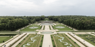 The elaborate gardens of Château de Vaux-le-Vicomte in France.