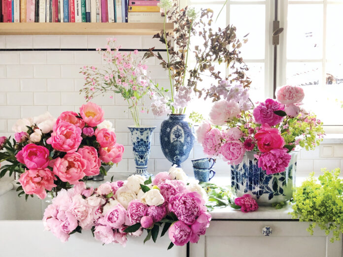 Flowers in a kitchen sink