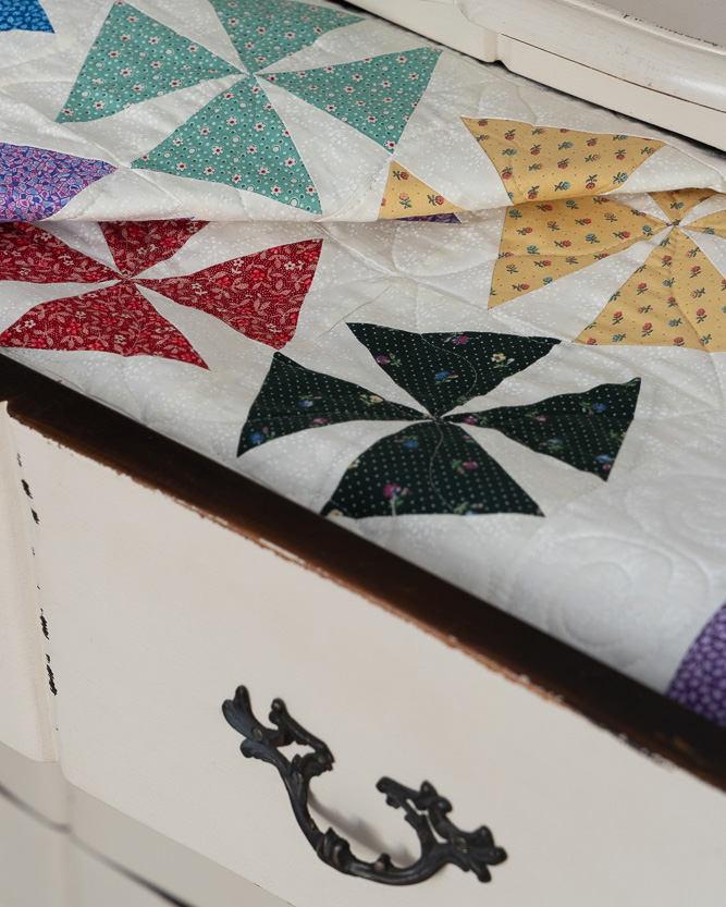 Pinwheel quilt in a drawer
