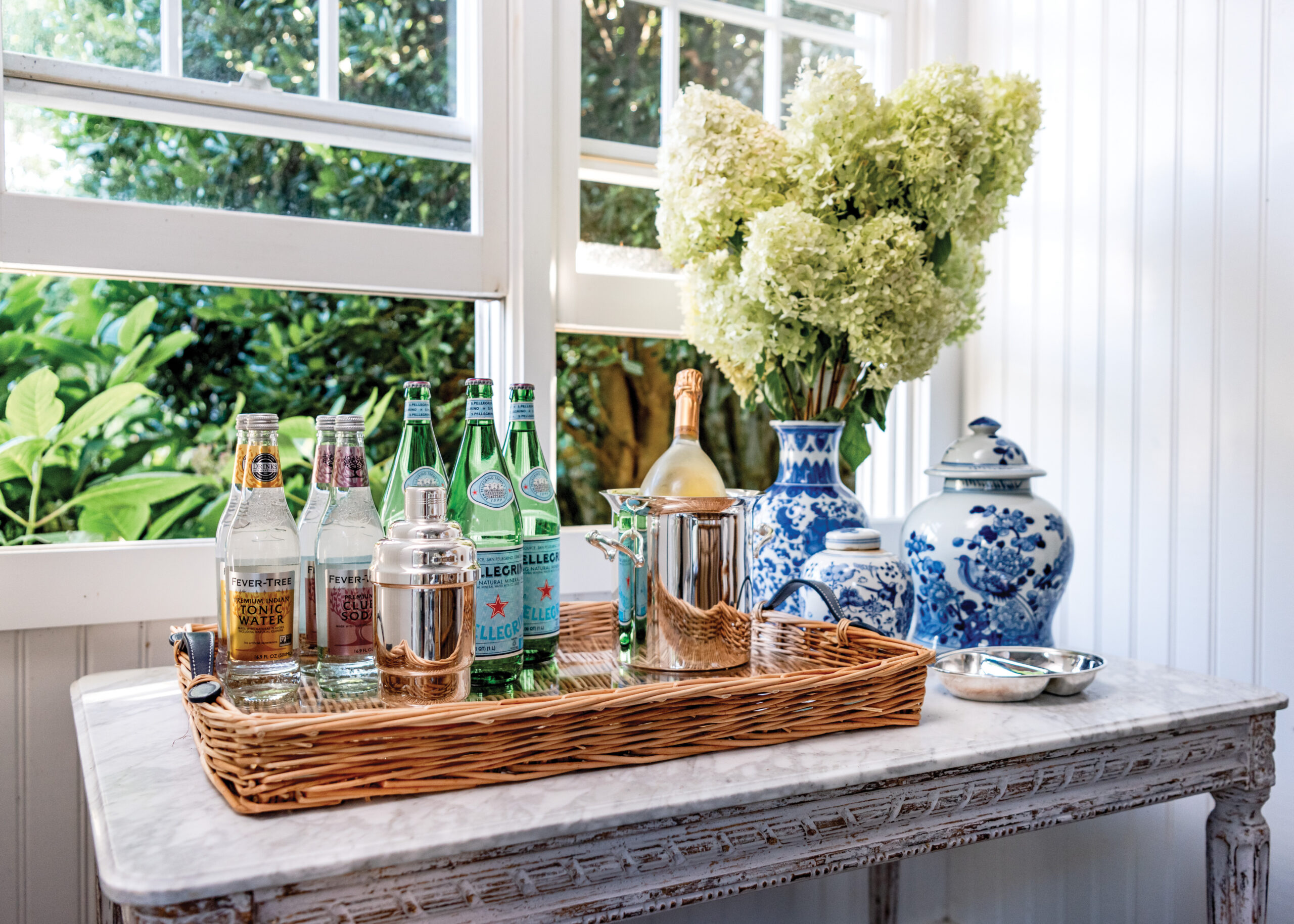 Drink station on windowsill