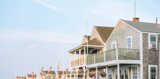 Houses along water in Nantucket
