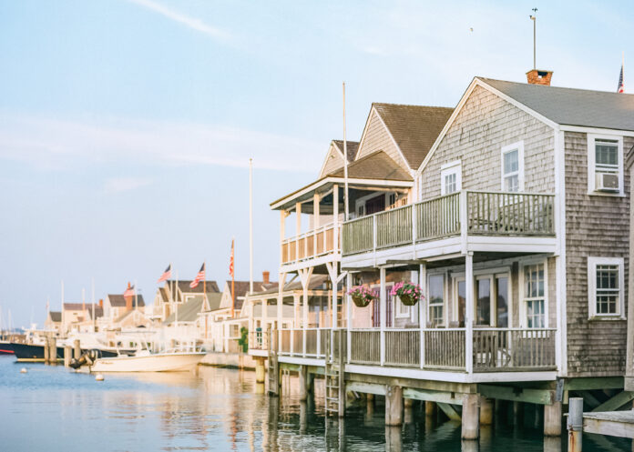 Houses along water in Nantucket