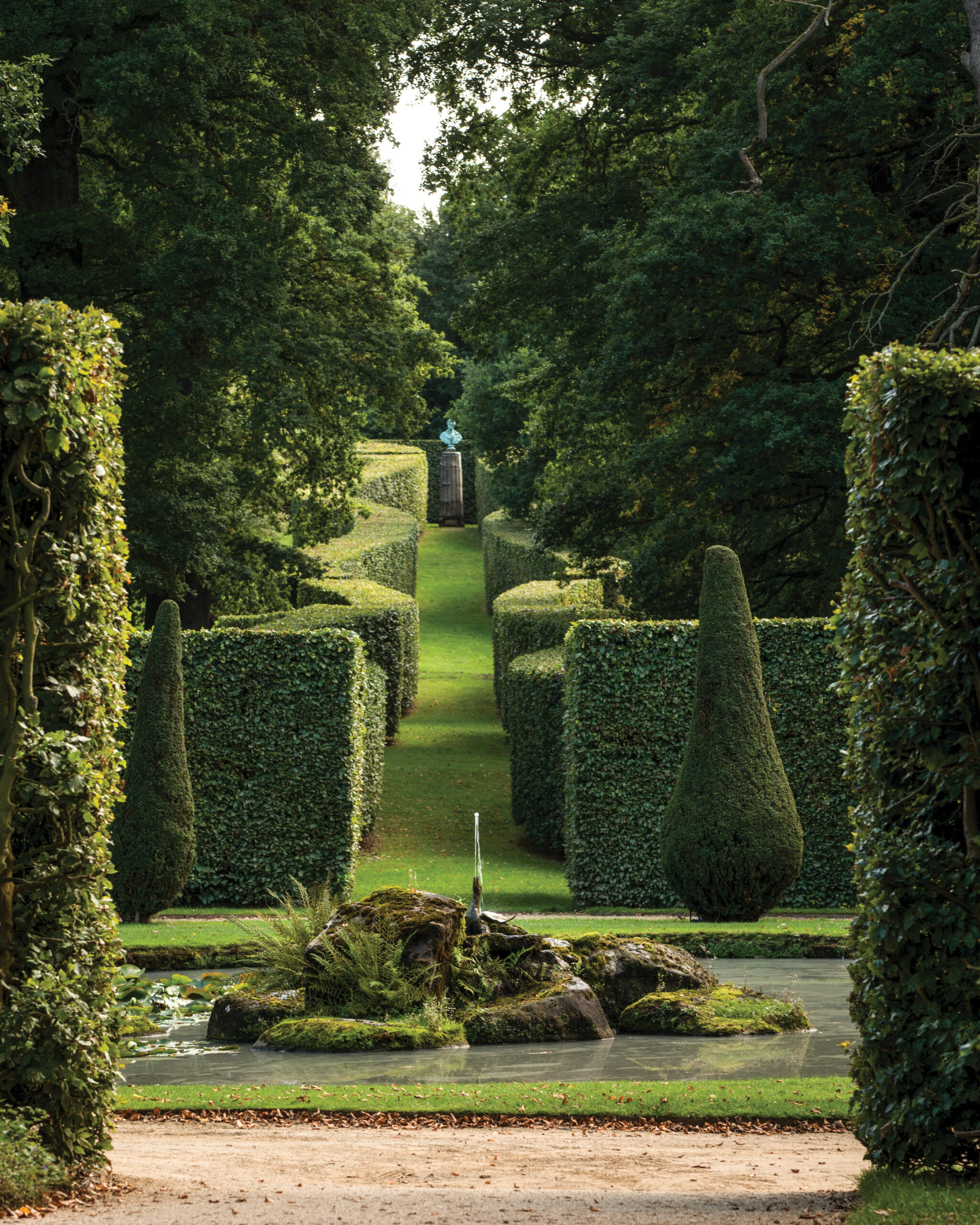 Pond and hedges on Chatsworth grounds