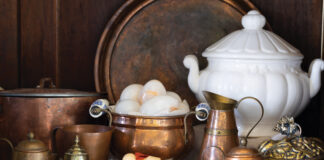 Copper items in a kitchen