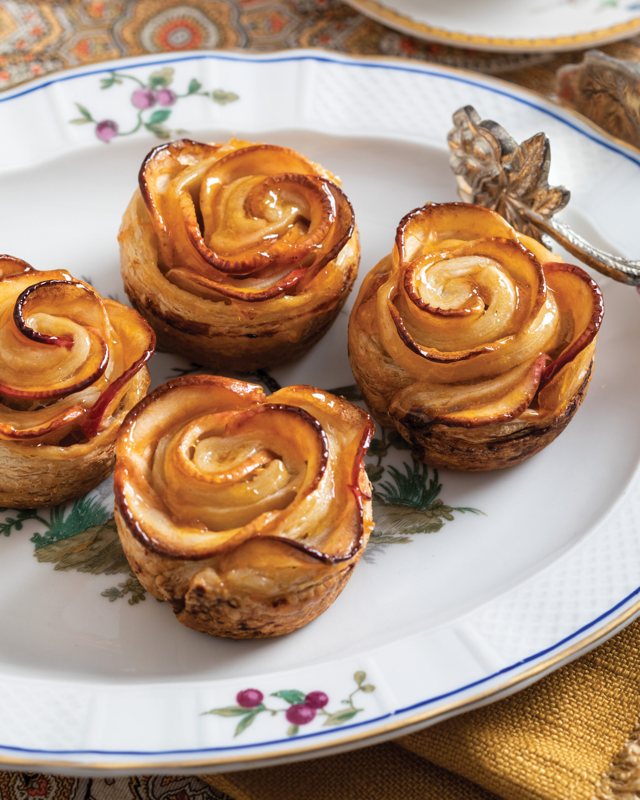Apple roses on a plate