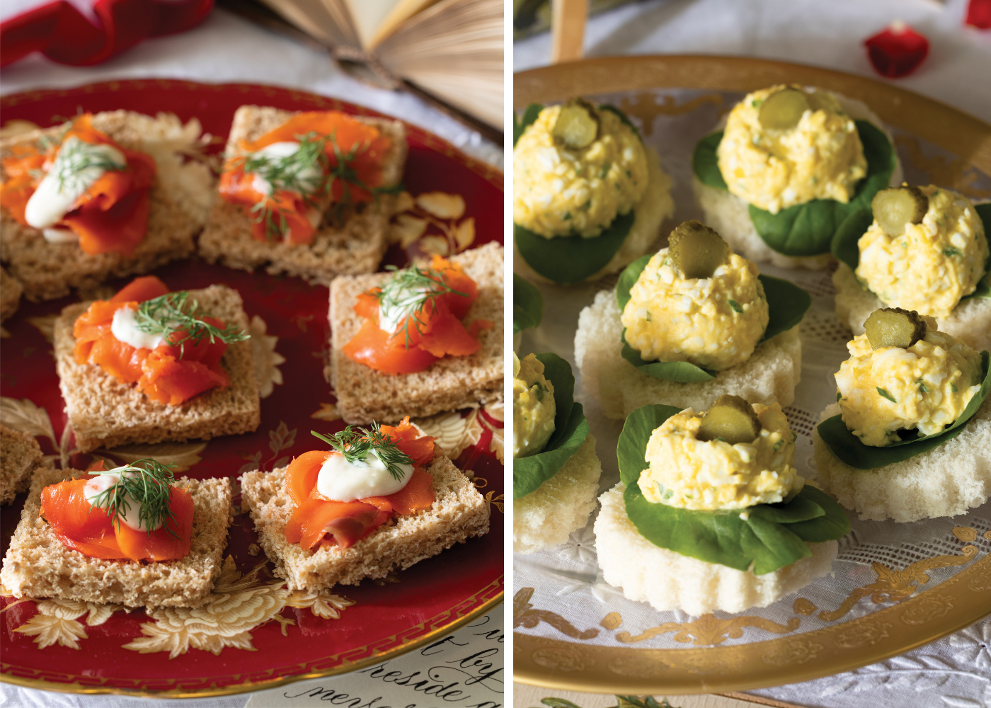 Piquant Salmon Canapés and Egg Mayonnaise Canapés