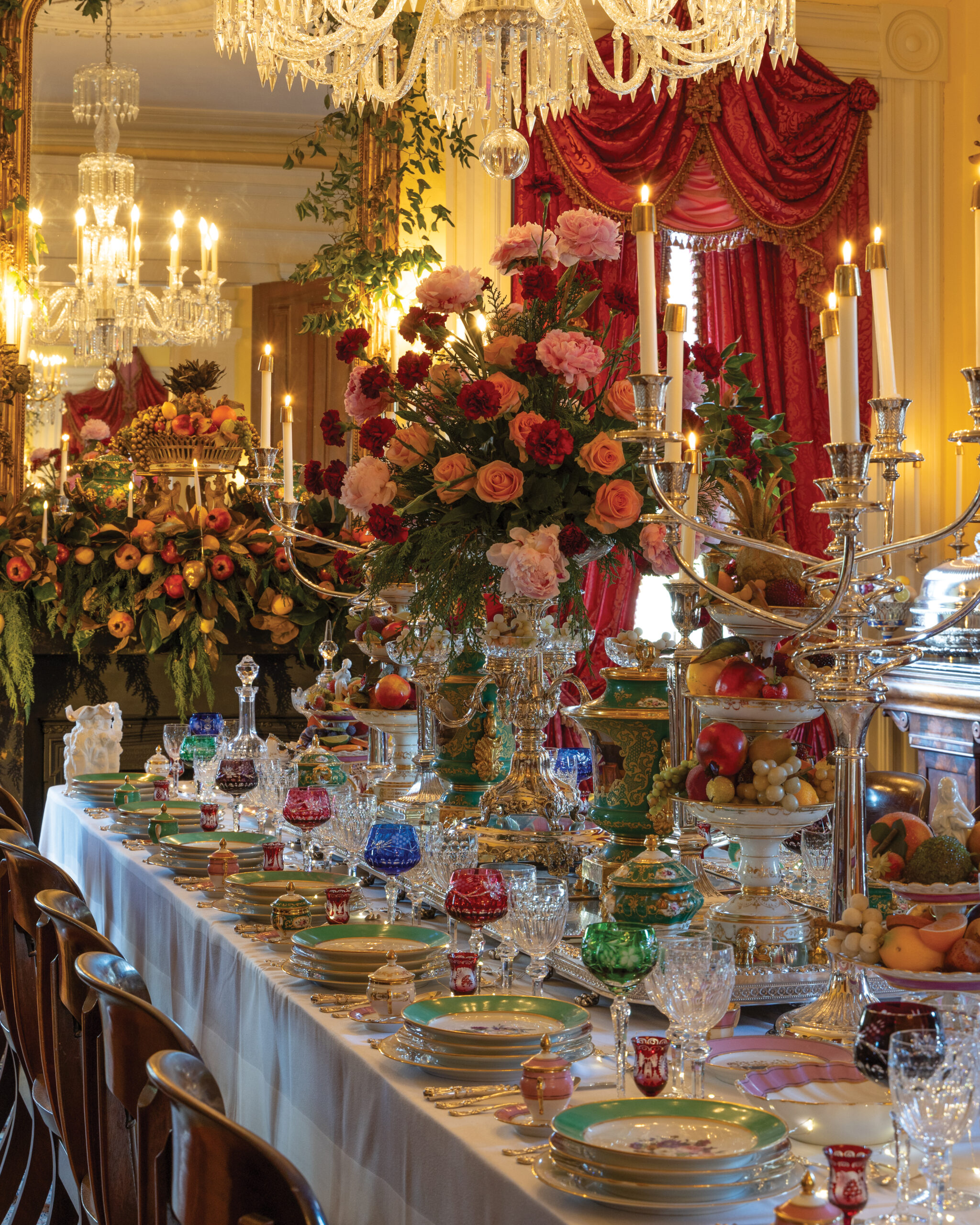 Table set with porcelain dishware