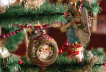 Dresden ornament on tree