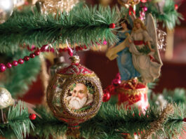 Dresden ornament on tree