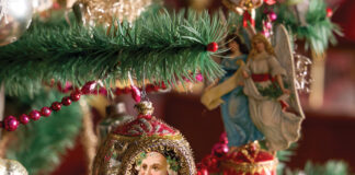 Dresden ornament on tree