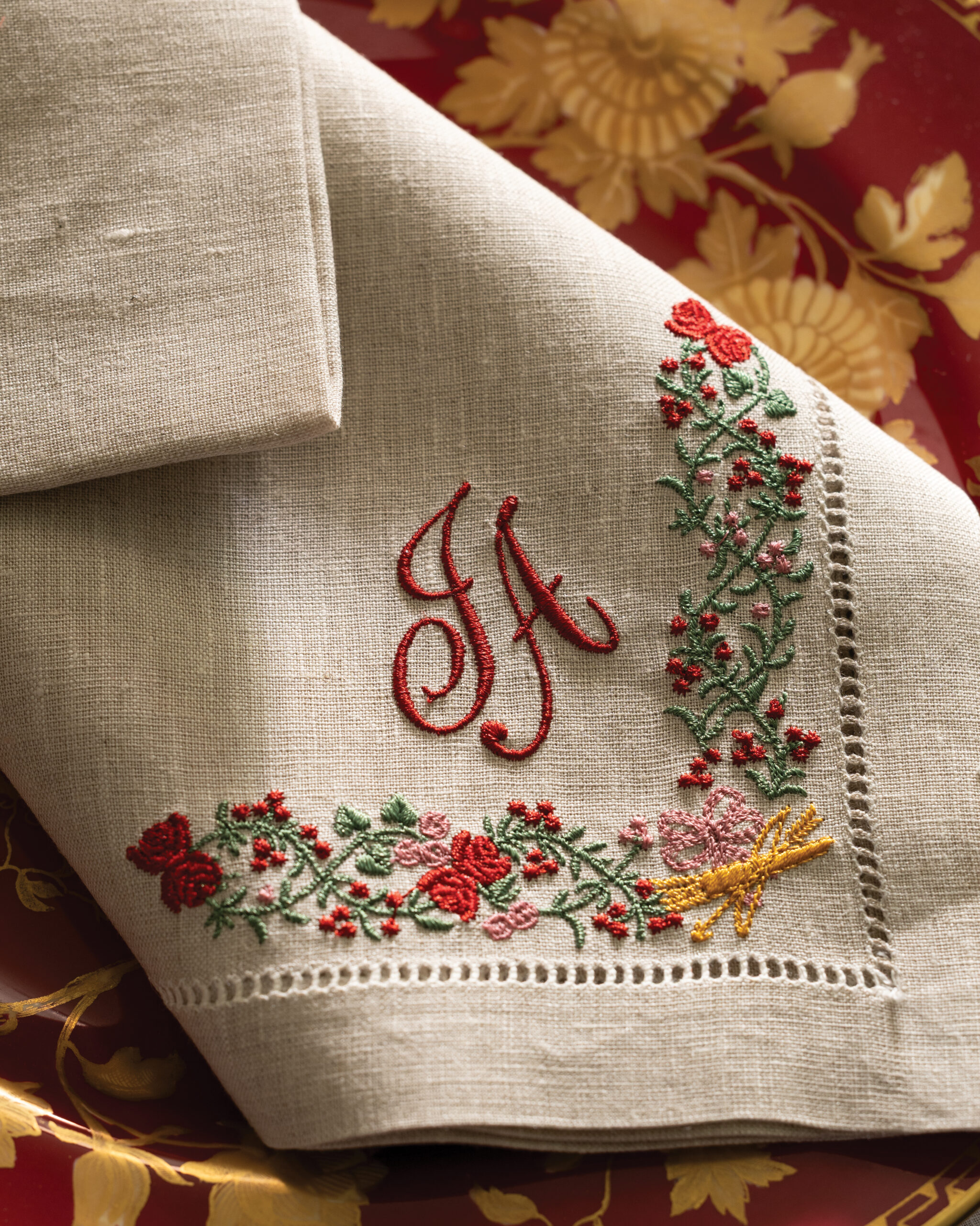 Monogrammed Christmas napkin