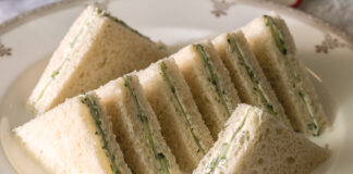 Cucumber tea sandwiches on plate