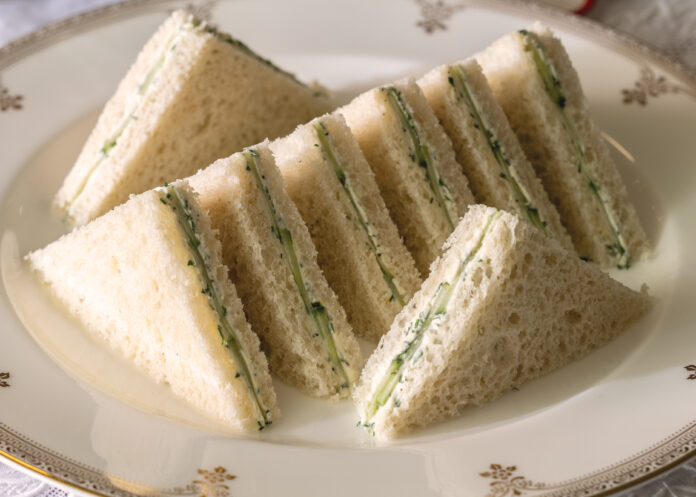Cucumber tea sandwiches on plate