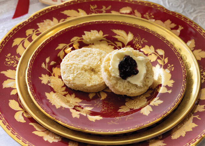 Vanilla scone with clotted cream and jam