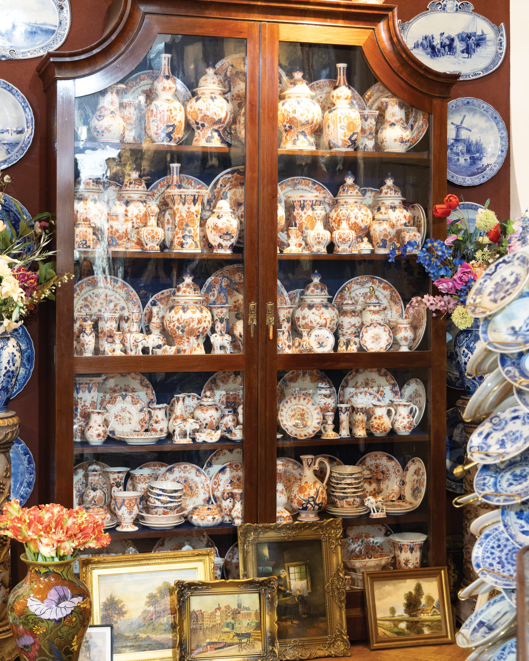 Cabinet full of porcelein dishware