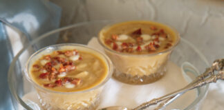 Parsnip soup in small bowls