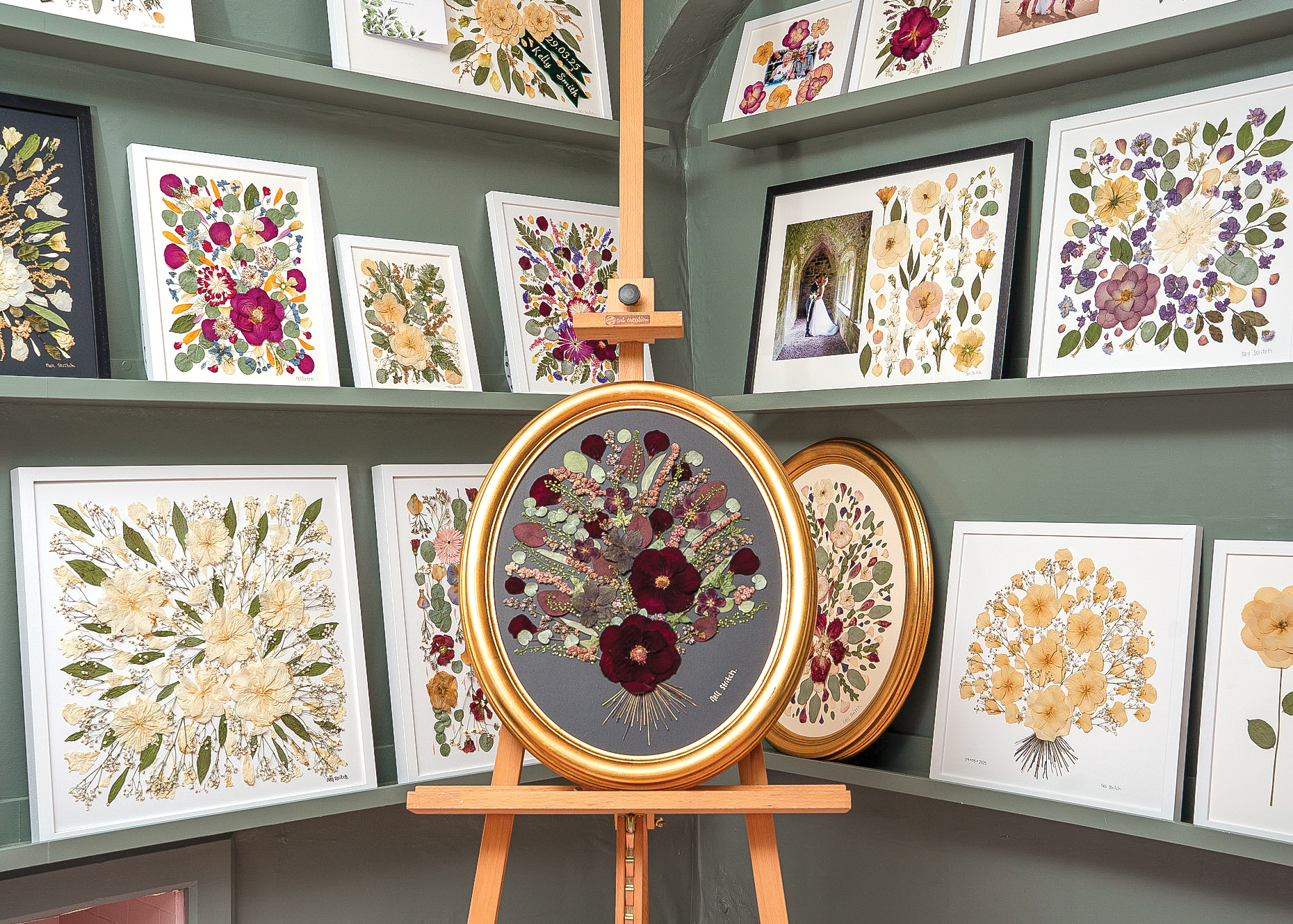 Pressed florals displayed in frames