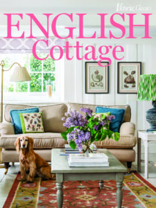 cover of Victoria magazine English Cottage issue with living room and dog