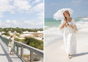 web-fashion - Victoria blonde woman modeling dresses in beach setting