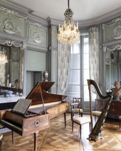 web_6 - Victoria elegant music room with a piano and a harp